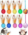 PET SHOW 10 Pack Cat Toys - Woolen Yarn Cat Balls, Interactive Mesh Feather Ball, String Toy for Indoor Cats, Chase Training Activity for Kittens