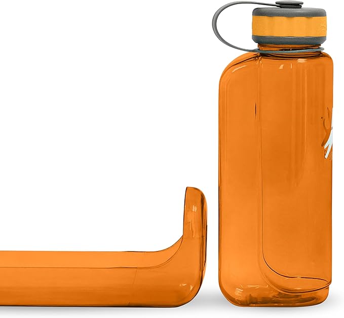 OllyDog OllyBottle | Tritan Dog Water Bottle with Detachable Bowl | BPA Free Leakproof Pet Dispenser | Hiking Travel (1L, Flame)