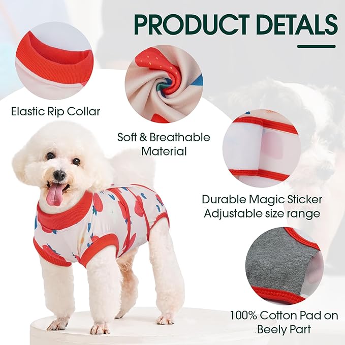 Kuoser Recovery Suit for Dogs After Surgery, Dog Surgical Recovery Suit Female Male Spay Neuter, Anti-Licking Dog Onesie for Abdominal Wounds Skin Disease, Pet Surgery Bodysuit Cone Alternative, XS
