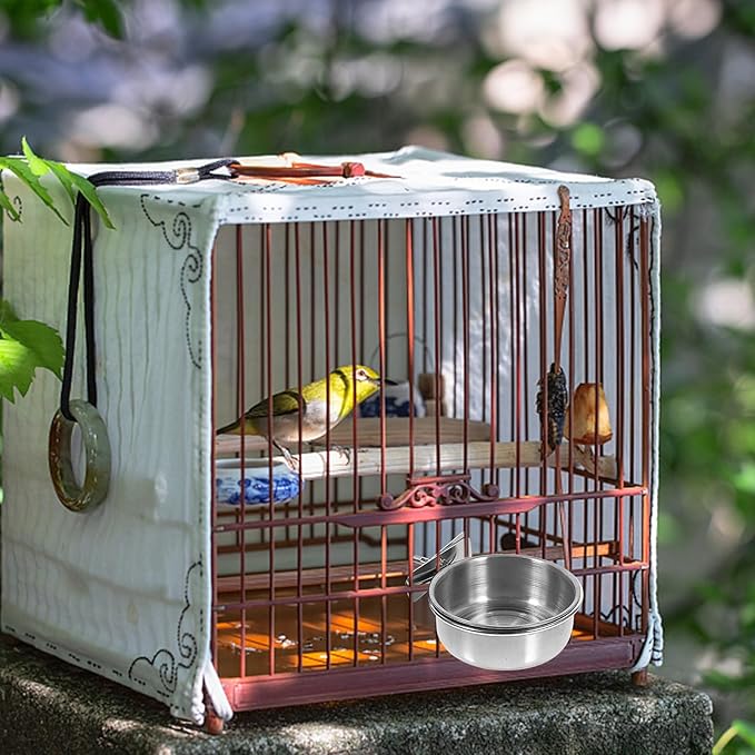 Beaupretty 3pcs Stainless Steel Bird Feeder Bowls with Water Cups 10cm Diameter for Parrot Cage Feeding and Watering Supplies