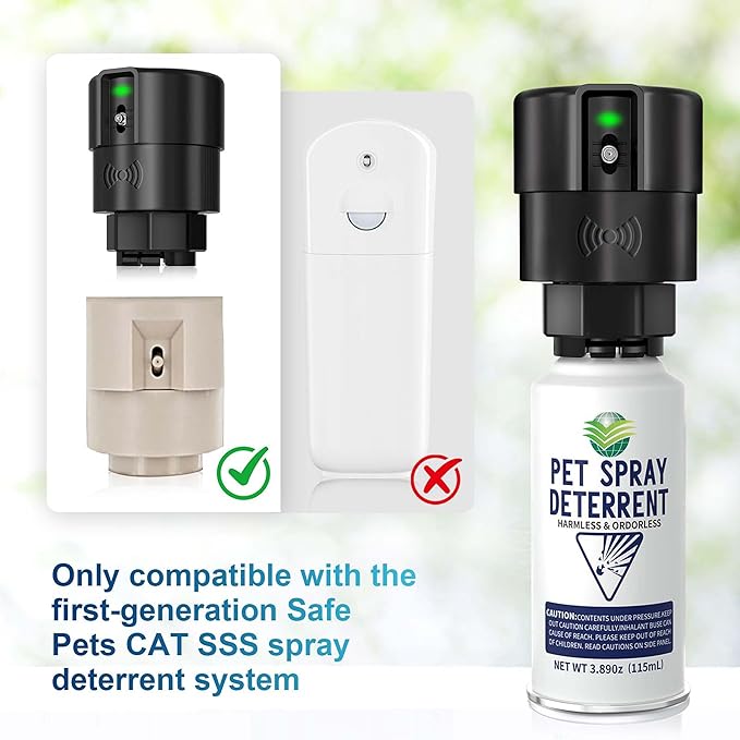 Cat Deterrent Spray Refill, Pet Spray Deterrent System, Motion Activated Cat System, Cat & Dog Odorless & Indoor, Up to 3 Feet Away, Pet Deterrent Spray Refill 3 Pack 11.67Oz