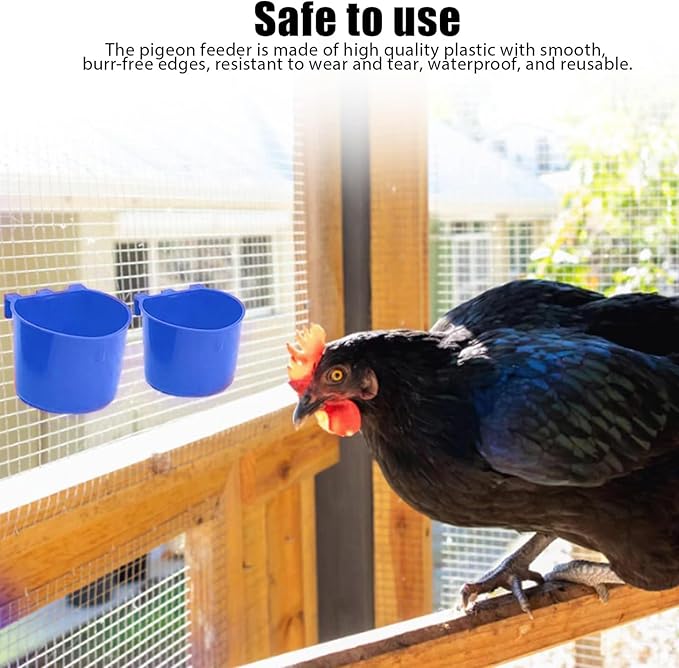 30 Pcs Chicken Coop Feeder Water Cup,8 oz Cage Cups Chicken Feeder Waterer, Cage Cups Birds Hanging Feeders, Chicken Feeder Water Bowl for Parakeet Poultry Pigeon Bunny Wire Cage (Blue)