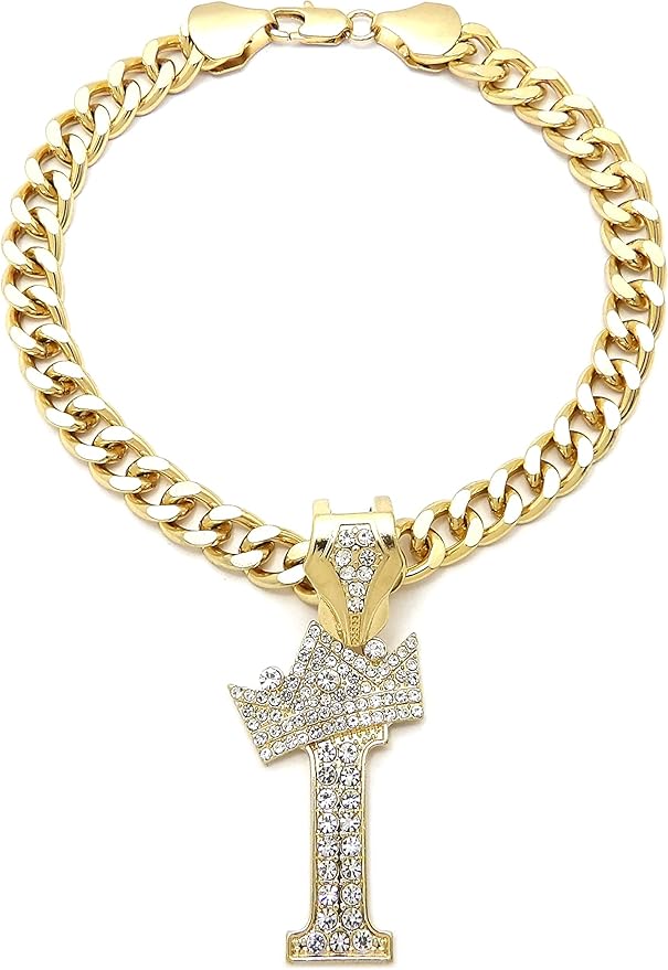 Initial Letter Cuban Chain Dog Chain Pet Chain Pet, Cat, Puppy Necklace (I, 26")