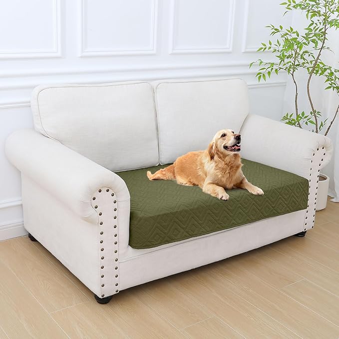 hyha Waterproof Dog Blanket, Soft Pet Bed Blankets, Waterproof Sofa Couch Cover for Dogs Washable, Reversible Pet Couch Covers for Sofa Furniture (30x53 Inch, Green/Navy Blue)