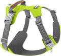 No Pull Dog Harness – Adjustable Reflective Nylon Vest for Small Medium Large Dogs, Escape Proof Training Harness with Leather Control Handle, Lightweight Aluminum Hardware (Green, L)