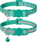 Taglory Reflective Cat Collar Breakaway with Bells, 2 Pack Girl Boy Pet Cat Collar Adjustable 7.5-12.5 Inch, Turquoise