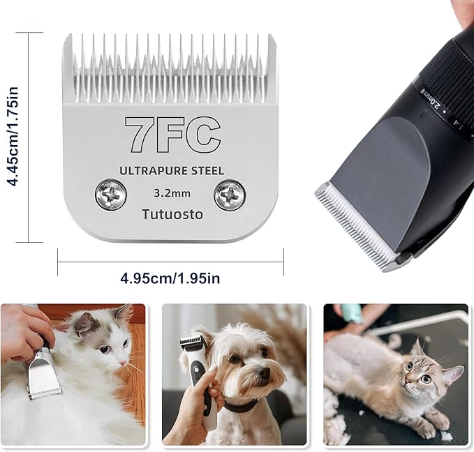 7FC Clipper Blades Pet Grooming Clipper Replacement Blades Detachable Blade Compatible with andis/wahl/Oster Dog Clippers