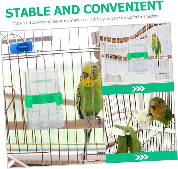 Homoyoyo Multi-Function Plastic Parrot Feeder and Bird Vegetable Clips Set 4pcs Household Bird Feeding and Watering Supplies for Cage Parrots and Small