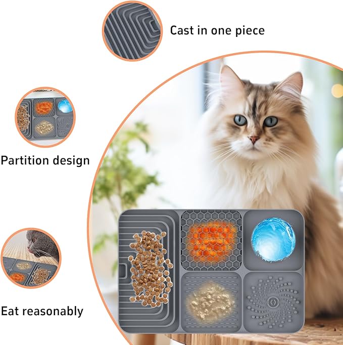 Slow Feeder Pet Licking Mat for Dogs & Cats - Food-Grade Silicone Non-Slip Pad, BPA-Free, Easy to Clean for Grooming & Bath Time