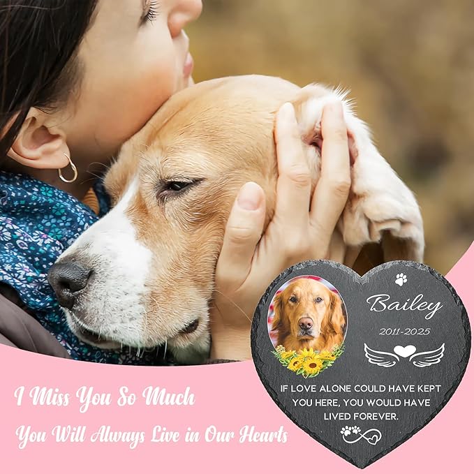 Alienc Personalized Pet Memorial Stone – Custom Dog & Cat Memorial Gifts for Loss, Outdoor Pet Grave Marker, Sympathy Keepsake for Dogs and Cats