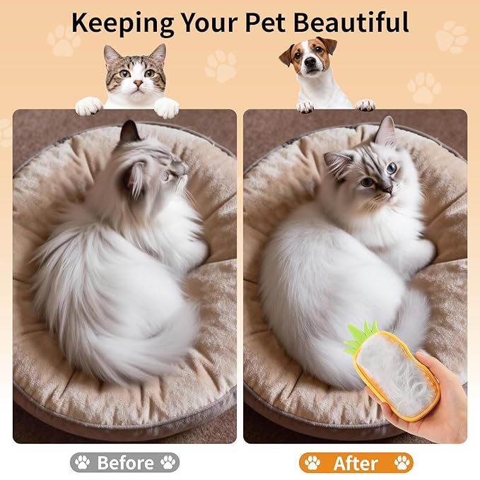 Cat Steam Brush for Shedding, 4 in 1 Rechargeable Steam Brush for Cats and Dogs, Anti-Static, Massage, Cleaning, Shedding & Combing All in One! (Yellow)