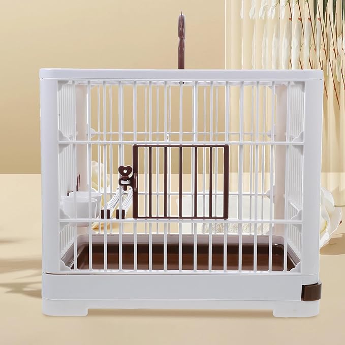 Foldable Parrot Travel Cage Portable Bird Carrier with Perch Stand Large Mocha Brown Birdcage for Outdoor Use Suitable for Parakeets, Pigeons, and Big Birds