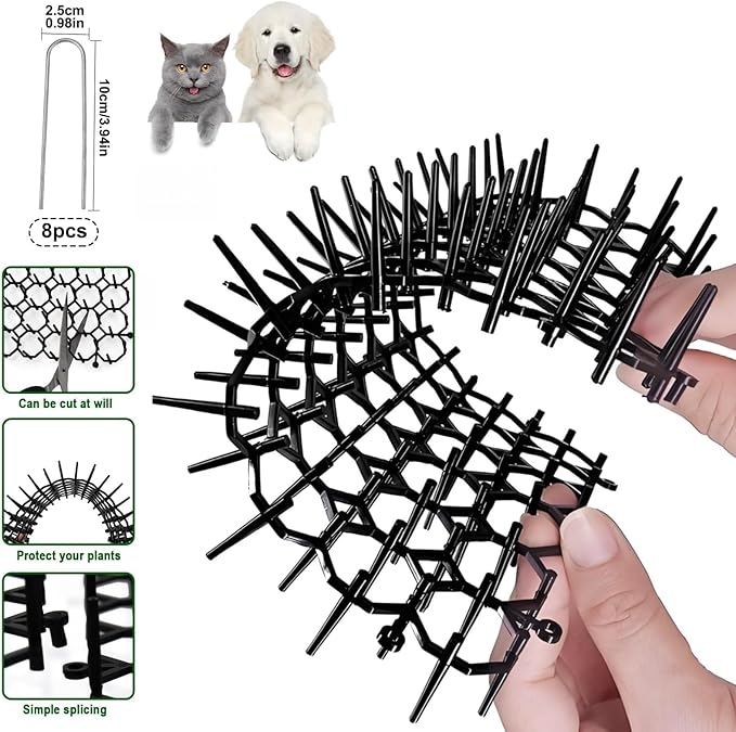 15 Pack Cat Deterrent Scat Mat with Spikes for Cats Dogs Small Animals Indoor Outdoor Total 5 Square Feet