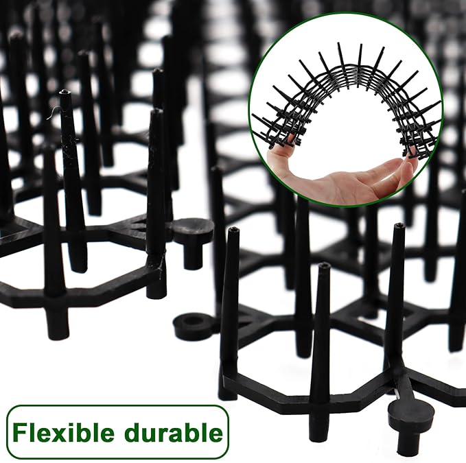 Cat Fecal Mat Sets, Cat Deterrent Mat with Nails Perfect for Garden Animal Barrier, Scat Mat for Cats with Spikes(10 Pack, 12 x 16 Inch, Black)