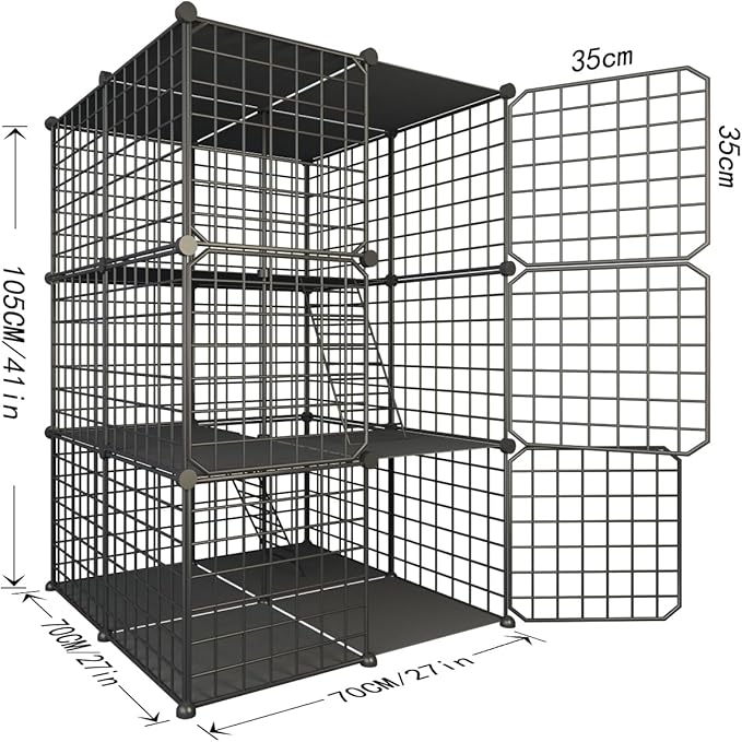 Indoor Cat Cage Enclosure DIY,Cat Playpen Catio Thick Metal Wire Kennels for 1-3 Cats Kitten Cage Detachable Patio Cat Crate （Only Cage）