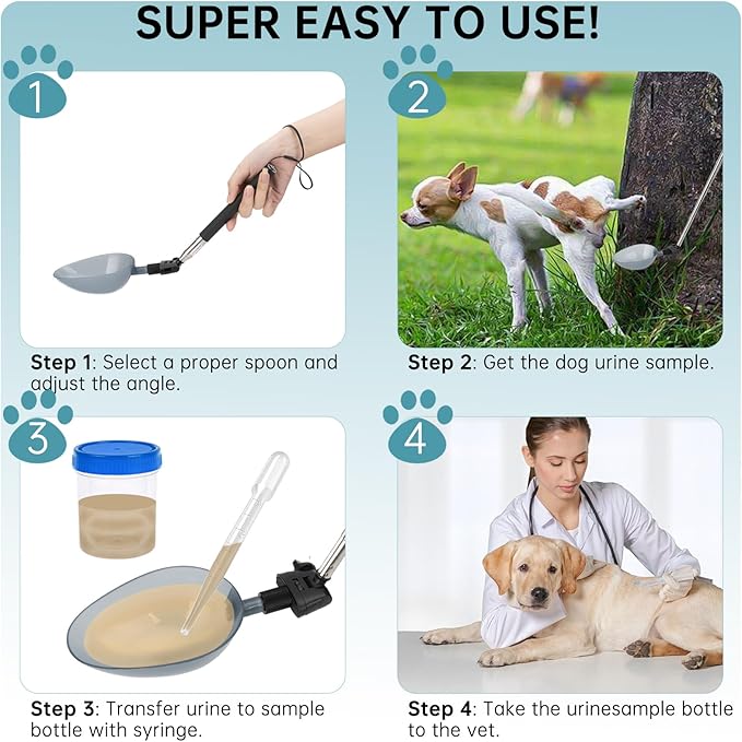 Dog Urine Collector, Extended 42" Dog Urine Sample Catcher for Vets, Telescopic Urine Collector for Small & Large Dogs and Cats