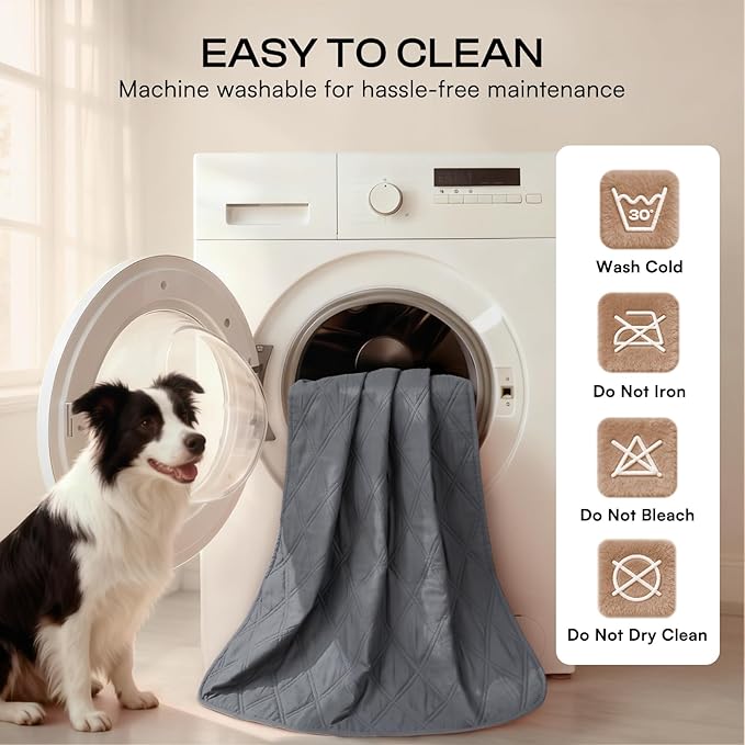 Luciphia 100% Waterproof Couch Cover Blanket for Dogs Anti-Slip Pet Couch Protector Sofa Mat Puppy Cat with Non-Slip Bottom, Grey, 68x82 Inch