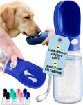 MalsiPree Dog Water Bottle - 19 oz, Navy Blue - One-Hand Leak-Proof Hydration & Pet Water Dispenser - Built-in Travel Bowl & Travel Pet Bowl - BPA-Free for Dog Camping