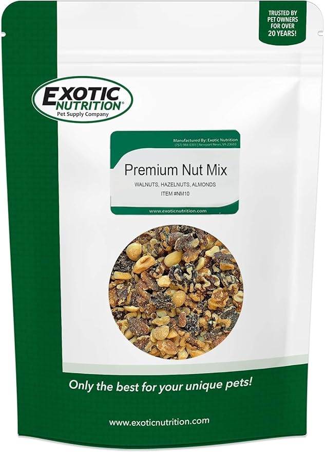 Exotic Nutrition Premium Nut Mix - Unroasted, Unsalted Walnuts, Hazelnuts, Almonds - Food & Treat for Squirrels, Parrots & Other Small Pets (3.5 lb.)