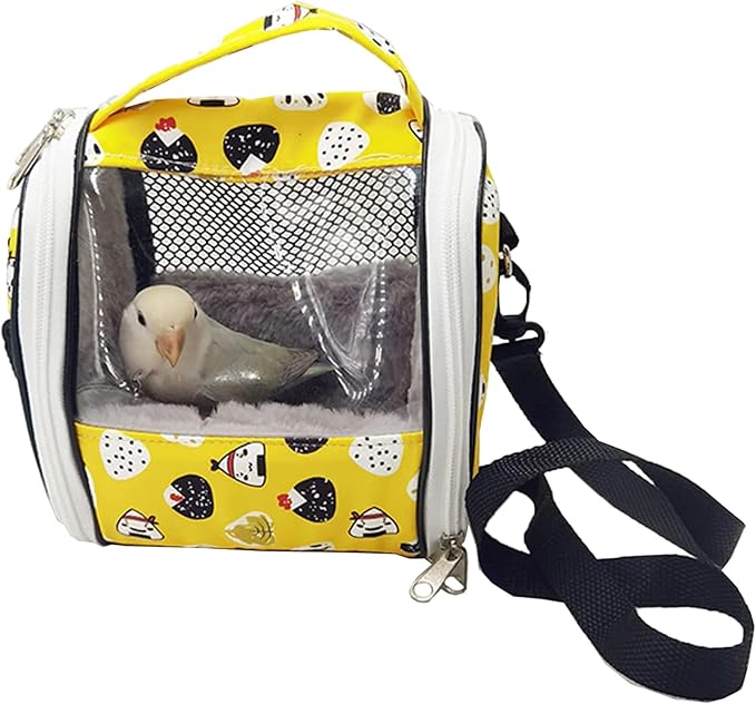 Bird Carrier Small Animals Travel Bag Portable Parrot Cage with Plush Lining Transparent Window Breathable Case