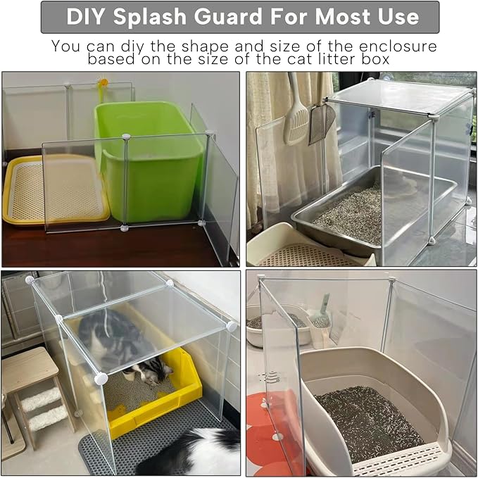 KEYIDE High Wall Cat Litter Box Splash Guard, DIY Cat Litter Pan Siding Kitten Litter Tray Pee Shield Dog Scatter Barrier, 24L x 19W x 16H Keep Floor Clean