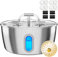 Cat Water Fountain Stainless Steel - 3.2L/108oz Pet Water Fountain for Cats Indoor - Automatic Pet Watering Dispenser (4 Filter)