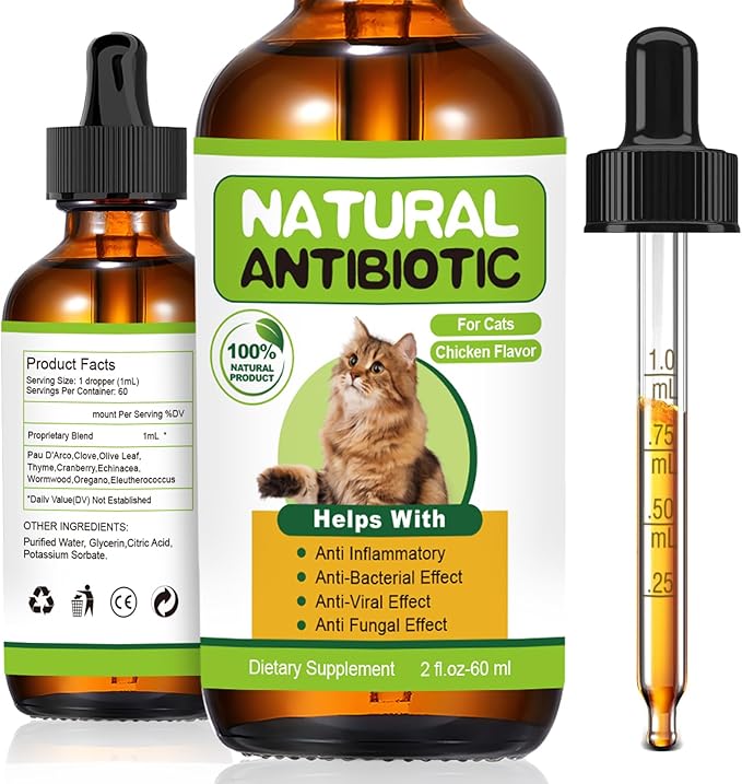 Natural Antibiotics for Cats,Cat Antibiotic,Cats Multivitamin,Immune Support,Supports Allergy Itch Relief,Cat Supplements,Allergy Support