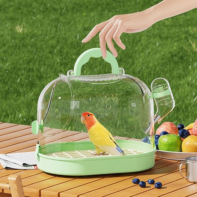 Clear Bird Transport Cage for Travel Outdoor Bird Carriers Cage with Waterer Bottle Safe Parrot Carrying Box Birdcage
