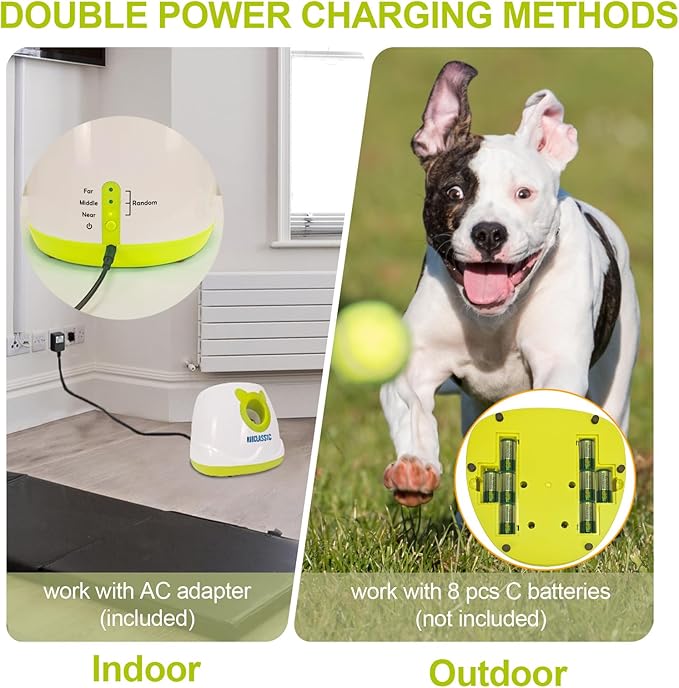 BESTHLS Automatic Dog Ball Launcher Interactive Tennis Ball Thrower Machine for Small Medium Dogs Fetching Distance 10-30ft (White2, Remote Included)