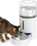 Cat Water Dispenser with Stainless Steel Bowl, Automatic Gravity Water Dispenser for Cats or Small Medium Size Dogs, Large Capacity, Easy to Clean and Safe for Pets (4L White)