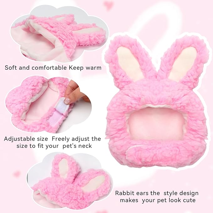 Cat Bunny Rabbit Ears Hat Costumes, Rabbit Ears for Dogs Party Costume Easter, Pet Accessory Cute Headwear, Easter Pet Costume for Cats Small Dogs Puppy (Pink)
