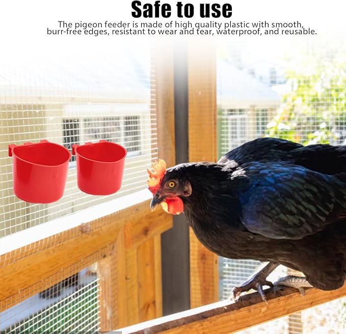 30 Pcs Chicken Coop Feeder Water Cup,8 oz Cage Cups Chicken Feeder Waterer, Cage Cups Birds Hanging Feeders, Chicken Feeder Water Bowl for Parakeet Poultry Pigeon Bunny Wire Cage (Red)
