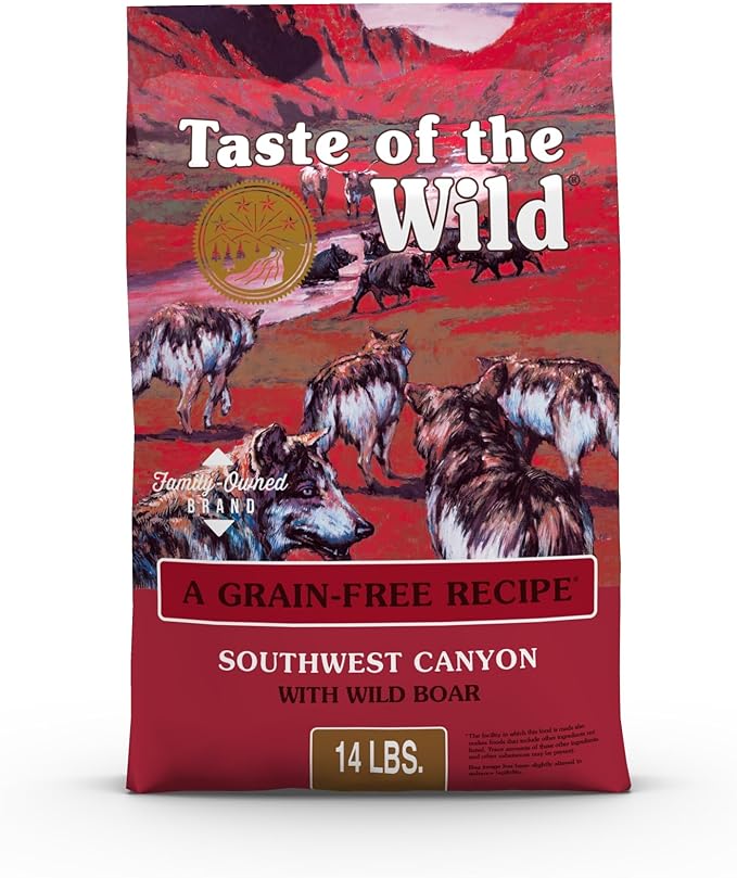 Taste of the Wild Southwest Canyon Grain-Free Recipe with Wild Boar Dry Dog Food, Made with Protein from Real Meat, and Guaranteed Nutrients Like Probiotics, Vitamins and Antioxidants 14lb