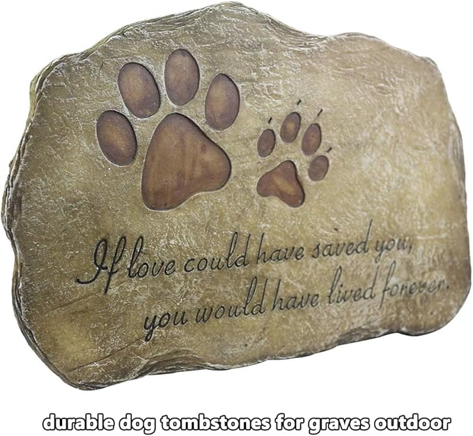 jinhuoba Paw Prints Dog Pet Memorial Stones, Pet Garden Stone Grave Marker for Dog or Cat, Hand-Painted Pet Memorial Gift Loss Gifts Sympathy Gifts for Dogs or Cats Indoor or Outdoor, 11" x 8"