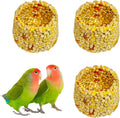 PINVNBY 3 PCS Parrot Treats Natural Oats & Corn Flakes Cockatiel Treats Bowl Shape Budgie Snacks Edible Bird Chewing Toys for Parrots Parakeet Conure Lovebird Finch Canary