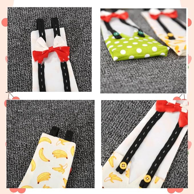 MANON ROSA Chicken Diapers Bantam Hens - Reusable 4-Piece Set with Bow Ties Poultry Nappies Washable Waterproof for Geese Pet Ducks Silkie(4D L)