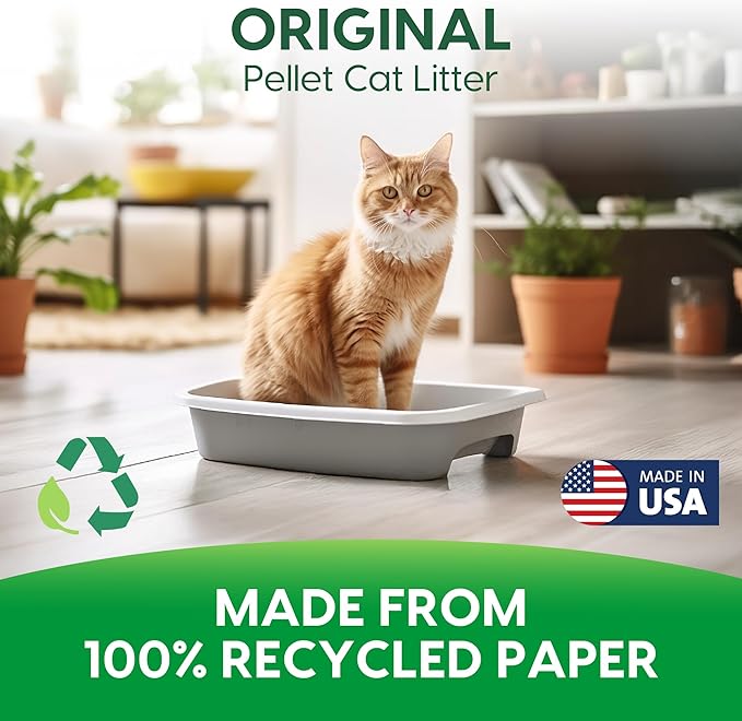 Fresh News Recycled Paper Original Pellet Cat Litter, 25 Pound, Non-Clumping, Unscented, Made in USA