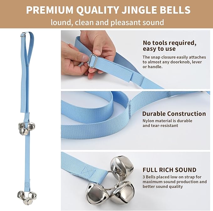 Dog Door Bell for Potty Training/to Go Outside, Hanging Puppy Bells for Puppies Doggy Doggie Poochie Pooch Pet Cat, Length and Height Randomly Adjustable