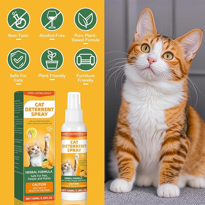 Cat Deterrent Spray, Cat Repellent Spray - Protect Furniture Protection, Natural, Effective, Non-Toxic Anti-Scratch Spray for Indoor & Outdoor Pet Training Aid Pet-Safe Formula