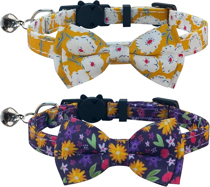 SuperBuddy Cat Collars Breakaway with Bell - 2 Pack Cat Safety Collars for Boys & Girls - Safety Buckle Kitten Collar for Pet Supplies,Stuff,Accessories