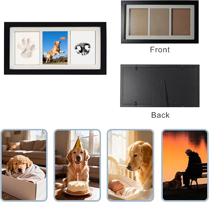 Paw Print Impression Kit for Dogs and Cats, 2 Clay, Large Ink Pad, Pet Memorial Keepsake, DIY Memorial Gift for Pet Owners, Black