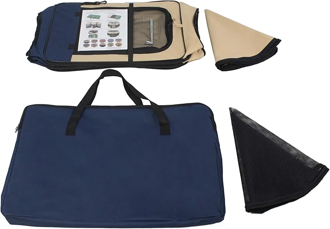 EliteField 2-Door Soft Pet Playpen (2 Year Warranty), Exercise Pen, Multiple Sizes and Colors Available for Dogs, Cats and Other Pets (36" x 36" x 24"H, Navy Blue+Beige)