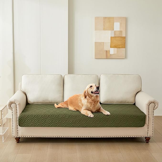 hyha Waterproof Dog Blanket, Soft Pet Bed Blankets, Waterproof Sofa Couch Cover for Dogs Washable, Reversible Pet Couch Covers for Sofa Furniture (30x80 Inch, Green/Navy Blue)