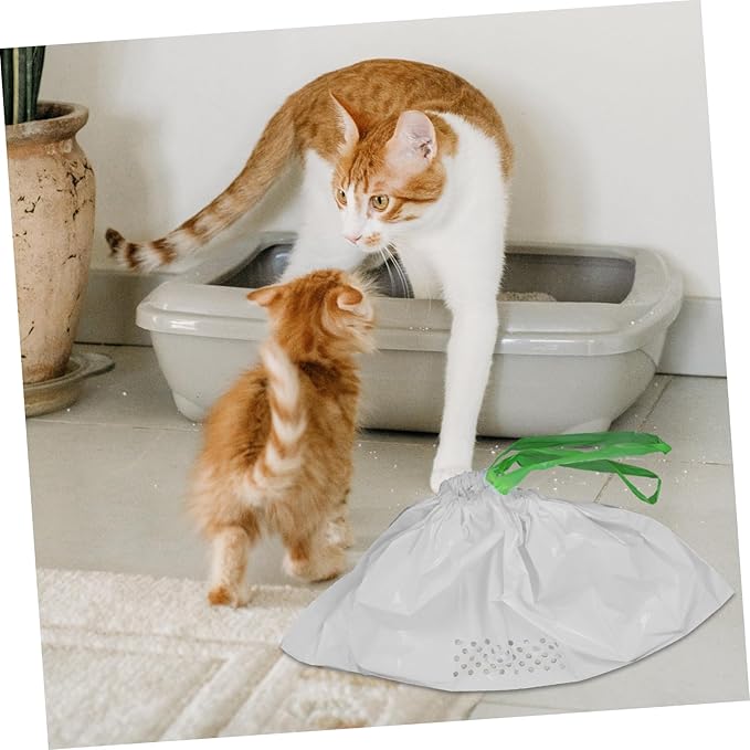 Totority 7pcs Cat Litter Filter Bags Sturdy and Pouch for Litter Cleaning Waste Disposal Bags for Pet Owners White