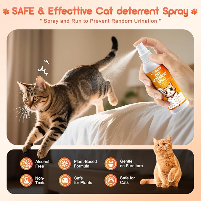 Cat Deterrent Spray to Stop Scratching Furniture- Natural No Scratch Spray for Cats with Plant-Based Citrus & Rosemary Formula- Anti Scratch Indoor Outdoor Protection for Sofa, Carpet, Plant, 100 ML