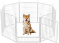 SunsGrove Dog Play Pen Indoors, 32 Inch 8 Panels Dog Playpen for Small and Medium Dogs, Easy Setup Anti-Rust Pet Fence, White