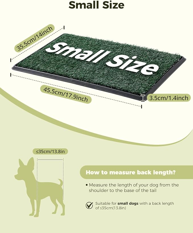 Dog Grass Pad with Tray, 16"x20" Grass Pad for Dogs Potty with 2pcs Artificial Grass, Indoor Dog Litter Box for Balcony Apartment, Realistic, Washable, Less Odor