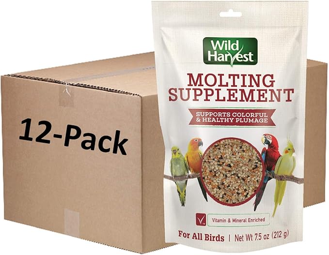 Wild Harvest Molting Supplement 7.5 Ounces, for All Birds, Supports Colorful and Healthy Plumage (1 Case of 12 Packs) (P-99268-1)