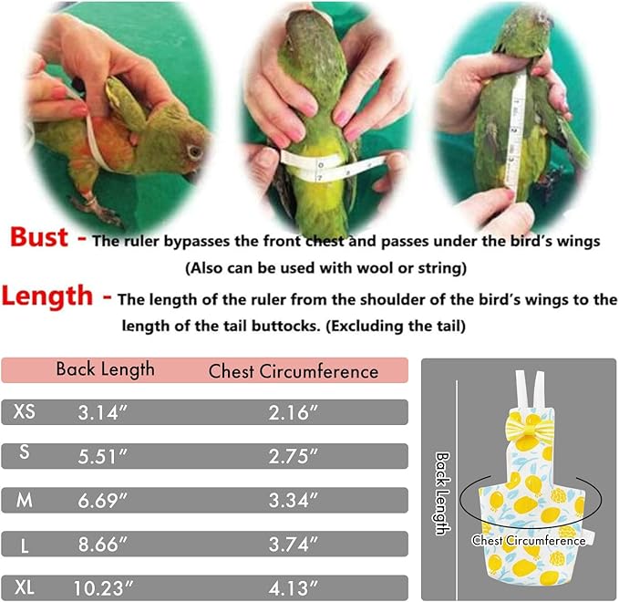 Bird Diaper Carrier Flight Suit Straps, Reusable Training Diaper Set Liners with Hook and Tow Eyes for Parrots and Cockatiels (Strawberry Red, S)