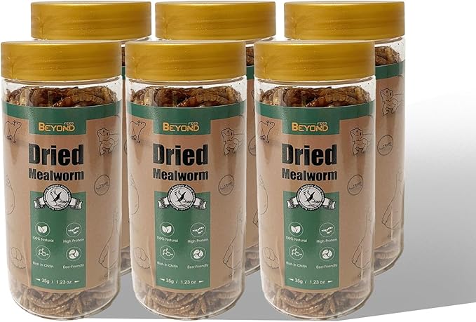 BeyondFeed™ Dried Mealworms - Premium High-Protein Feed for Chickens, Ducks, Birds, Reptiles, Fish, Hamster, Turtles and More (1.23 oz/ 35g)